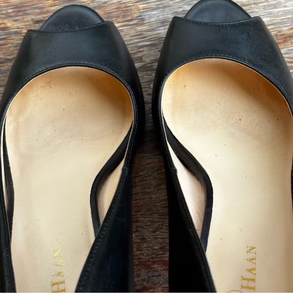 Cole Haan Margot OT II Peep Toe Black Leather Pumps Women’s Size 5.5B - Picture 9 of 16